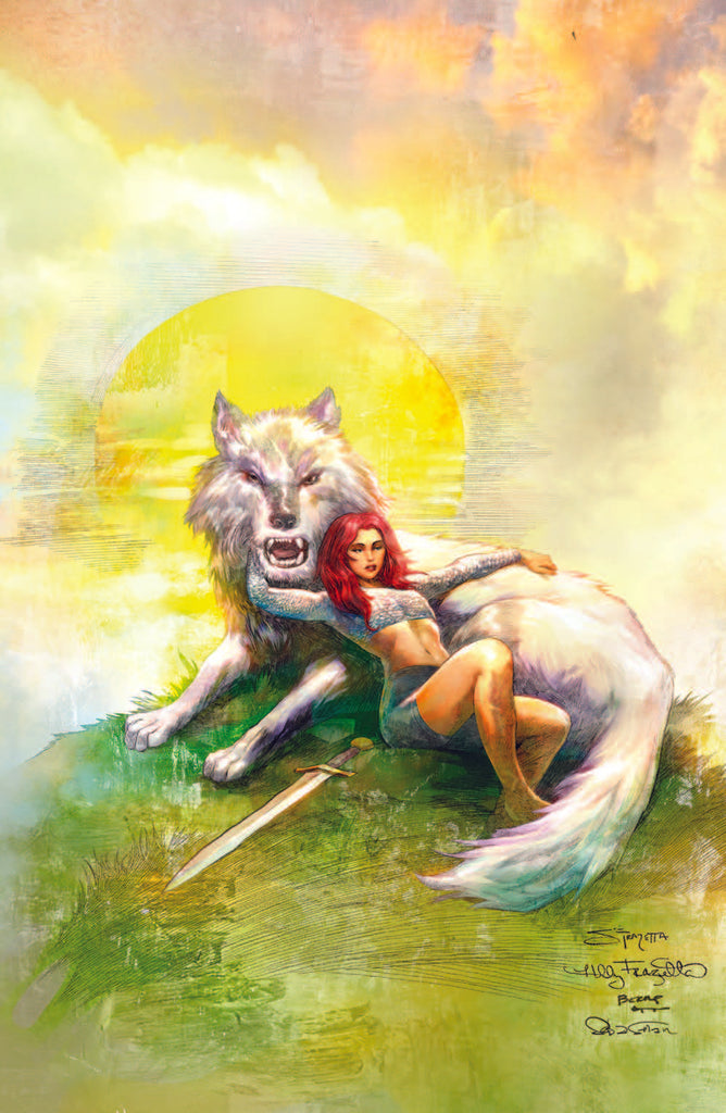 IMMORTAL RED SONJA#1 SARA AND HOLLY FRAZETTA MEGACON VARIANT