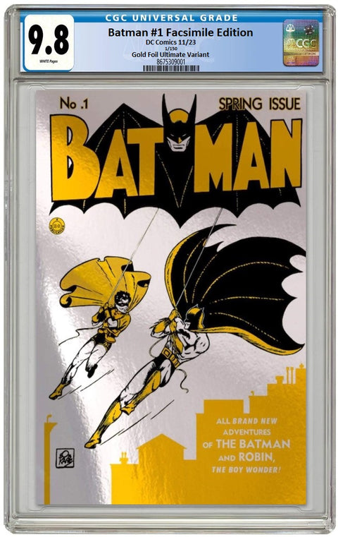 BATMAN #1 FACSIMILE GOLD FOIL EDITION CGC 9.8 ULTIMATE EDITION EXCLUSIVE